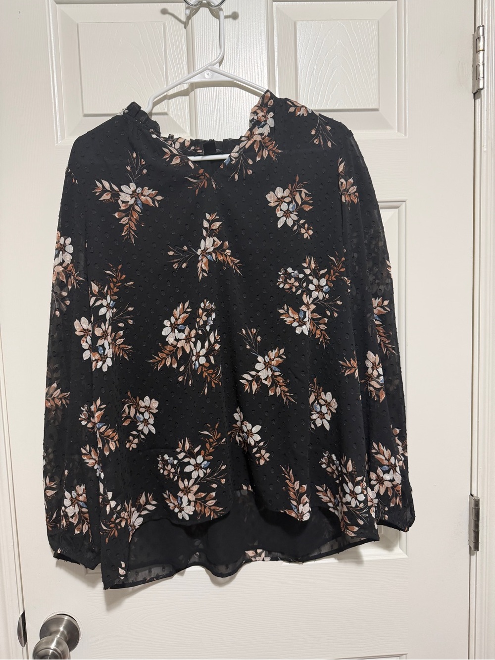 Hilary Radley Black Floral Long-Sleeve Blouse